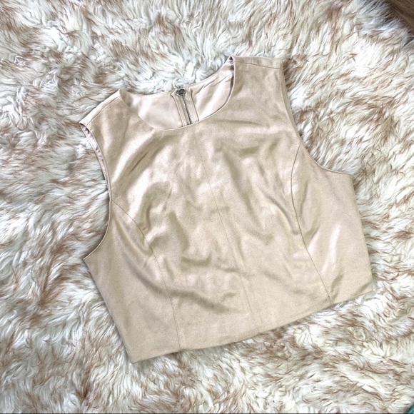 Forever 21 Cream Faux Suede Top Zip up - Picture 1 of 8